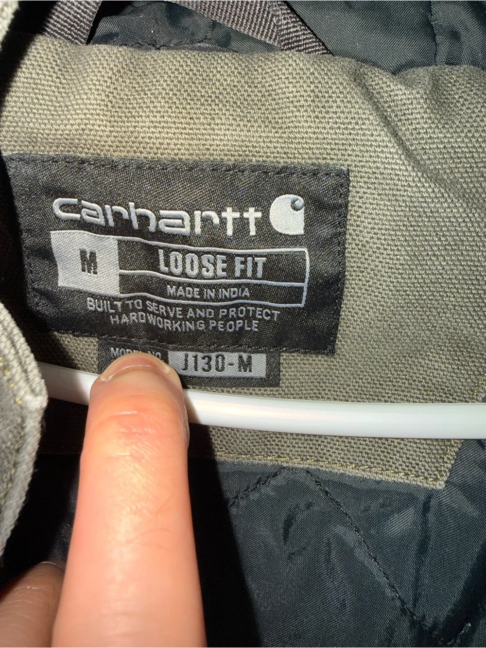 Carhartt Olive Work Jacket with Hood - Loose Fit - Picture 3 of 3